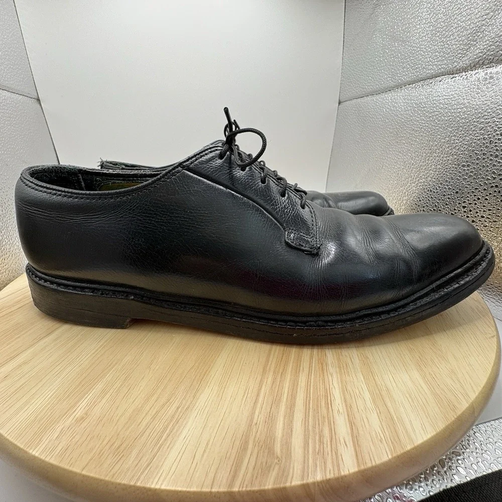 Vtg Royal Imperial by Florsheim 96614 Black Plain Toe Blucher PTB 11 D V-Cleat